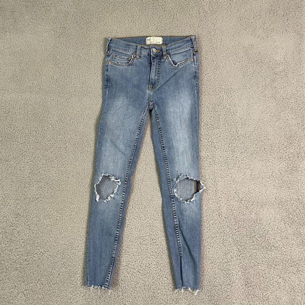 Free People Jeans Womens 25 Blue Medium Wash Skinny Denim